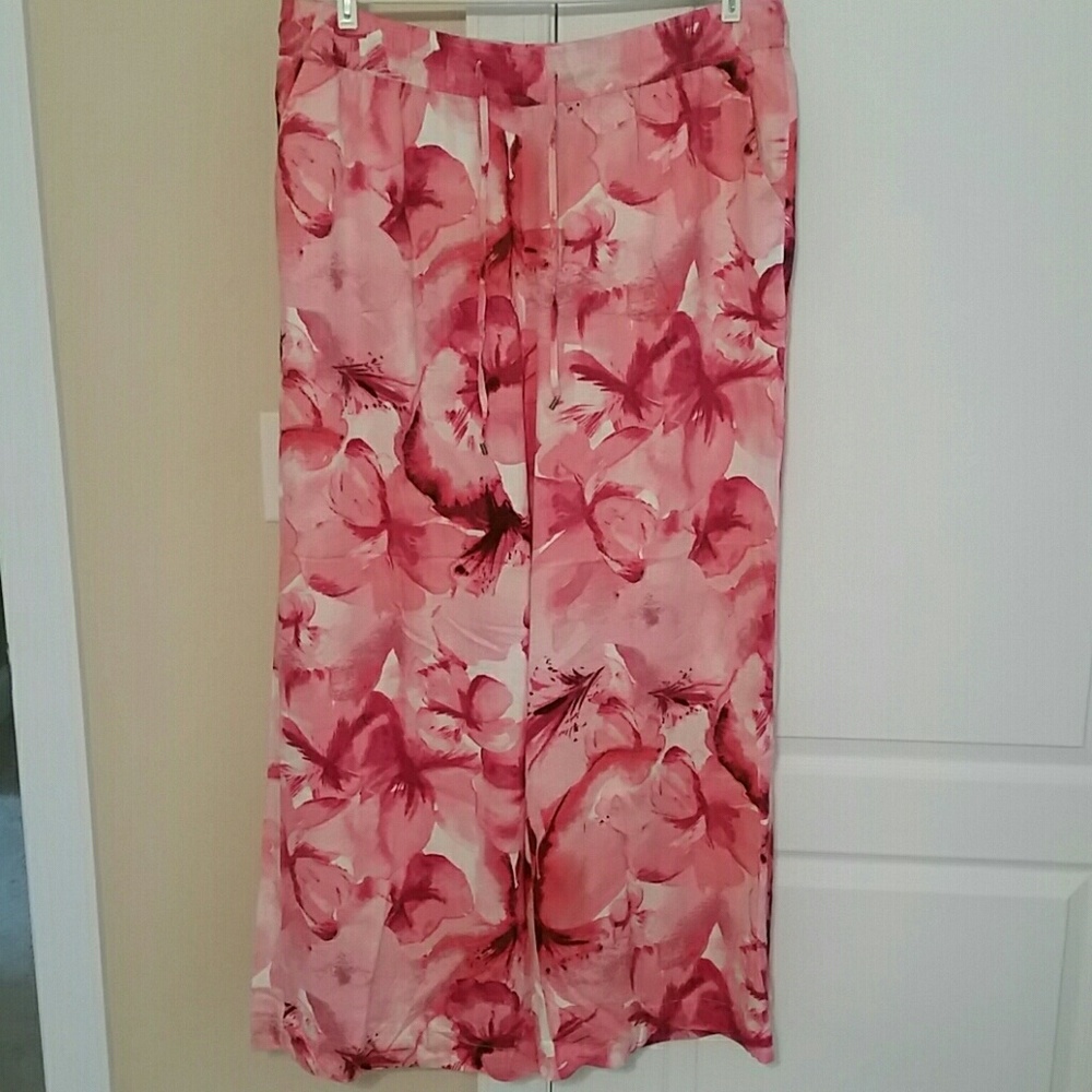 a.n.a. Women's Floral Palazzo Pants 1X